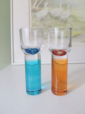 Sagaform Club snapsglazen shot glasses set of 2, blue and orange