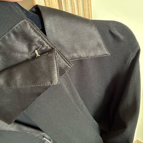 Karen Millen satin blouse like new, black with silver cufflinks