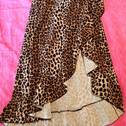Maxi leopard skirt with ruffles, asymmetrical