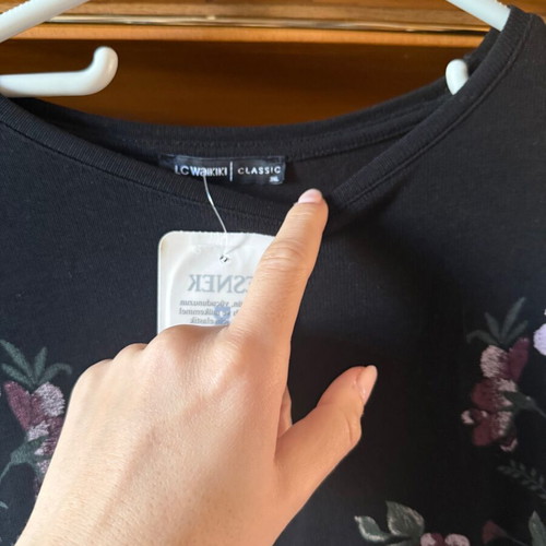 Black blouse with flowers new, size XXXL