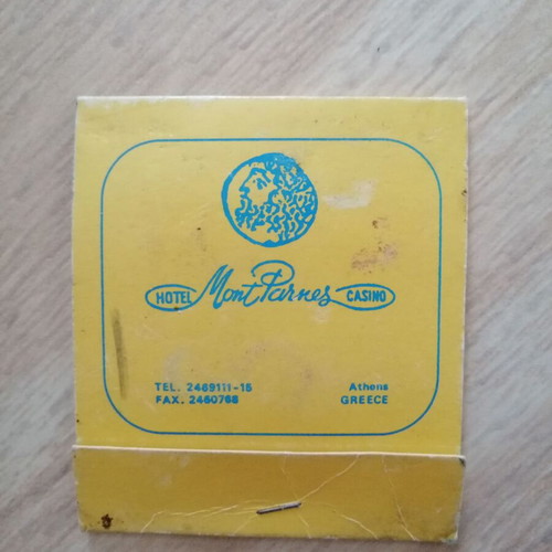 Hotel Mont Parnes & Casino Collectible Matchbox used, 70s