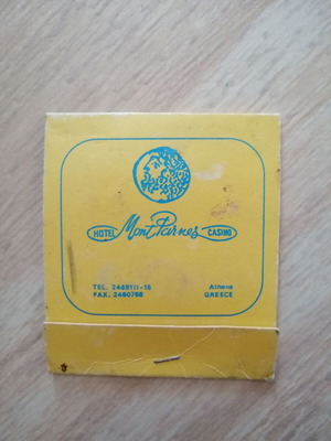 Hotel Mont Parnes & Casino Collectible Matchbox used, 70s