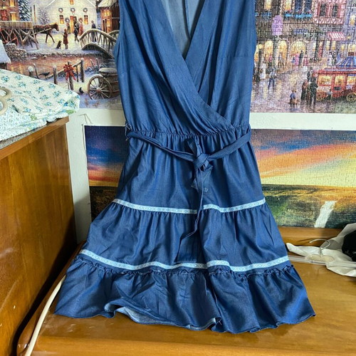 Dress summer denim fabric like new, blue