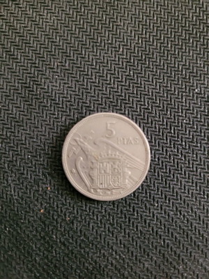 Franko 5 ptas 1957 coin used, Spanish
