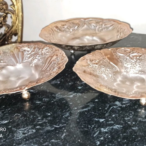 Vintage silver-plated bowls, old era, set of 3 pieces