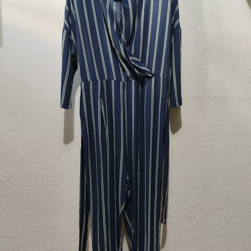 Mango suit women's jumpsuit like new, size Large, blue stripes