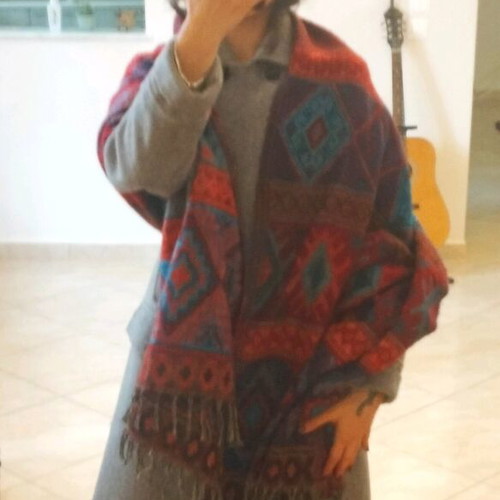 Long scarf like new with ethnic patterns, multicolored