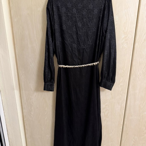 Shein black maxi dress with light knitted belt