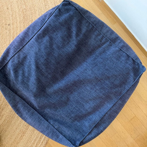Square pouf stool, blue velvet texture, 60x60x30cm