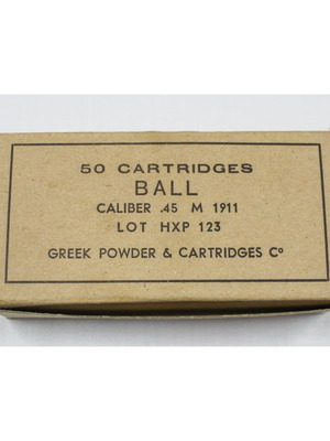 Paper box for 50 cartridges 0.45 for M. 1911 like new, 1970