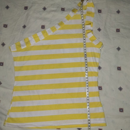 One-shoulder striped yellow and white elastic blouse like new, size XS