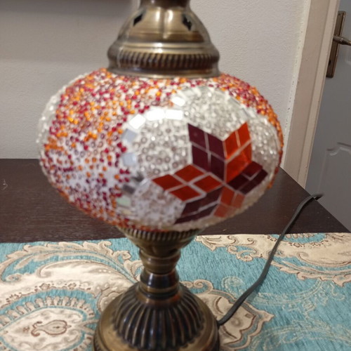 Vintage Turkish Handmade Mosaic Table Lamp like new