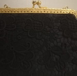 Τσάντα Vintage Clutch χειρός μαύρη σαν καινούργιο '50s με δαντέλα