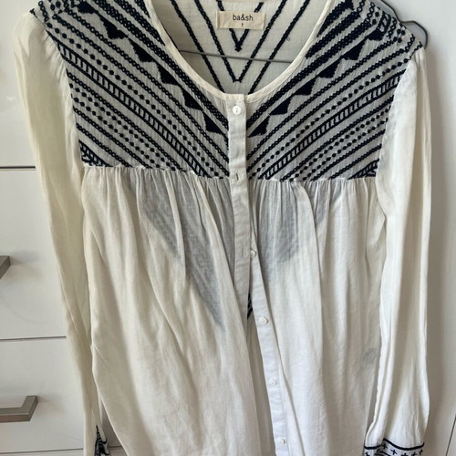 Ba&sh embroidered shirt small like new, black and white