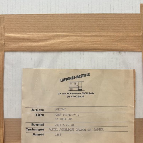 Erietta Vordoni Sans Titre No 5 painting new, 1988 Paris gallery