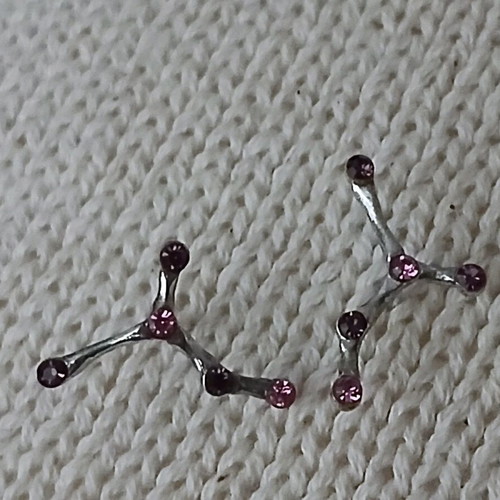 Earrings constellation design with pink and purple rhinestones like new