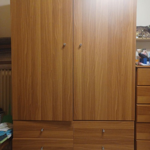 Clothing wardrobe new, 2 doors, 6 drawers, walnut color