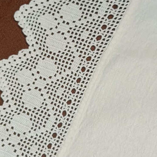 Woven kitchen towel with handmade lace made to order
