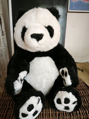 Stuffed panda bear used, 40 cm tall with wear