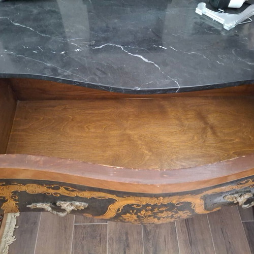Dresser used with marble top and brass decorative details