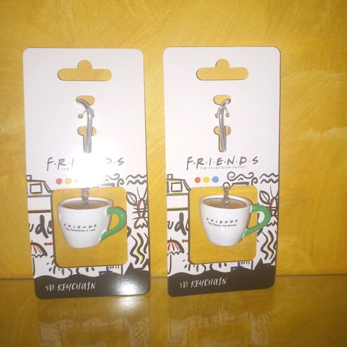 Friends collectible keychain new, solid clay, white and green