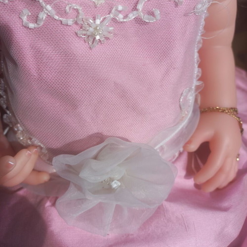 Baptism set satin, organza, pearls, tulle, rhinestones like new