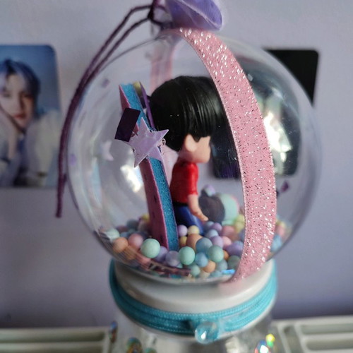 Handmade BTS ball with J-Hope figure and BT21 Mang, new