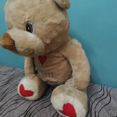 Large teddy bear with hearts used