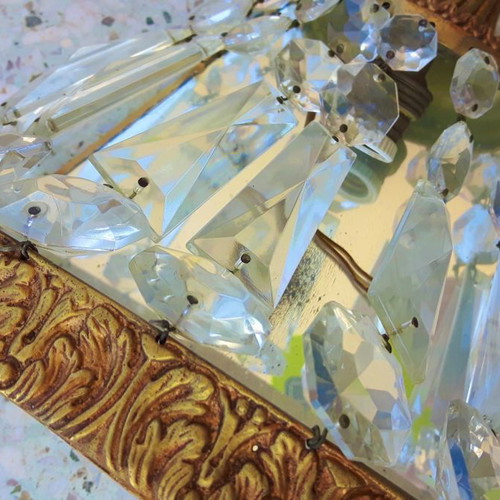 Crystal wall lights used, vintage pair 1950-1960