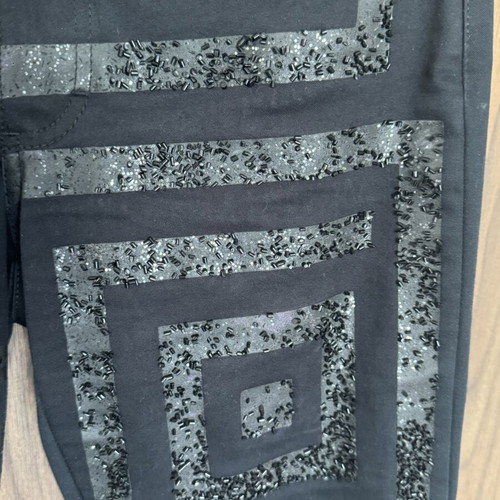 Vintage FERRE Jeans Black Embellished Beaded Straight-Leg Trousers