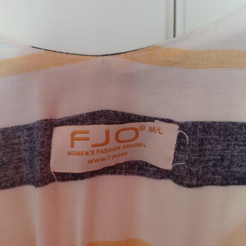 Striped maxi dress FJO 100% viscose like new, white yellow blue