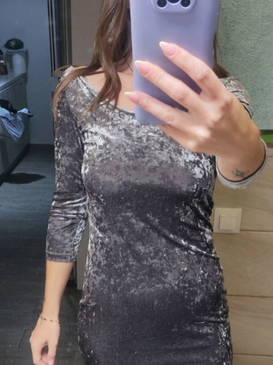 Silver velvet backless dress like new