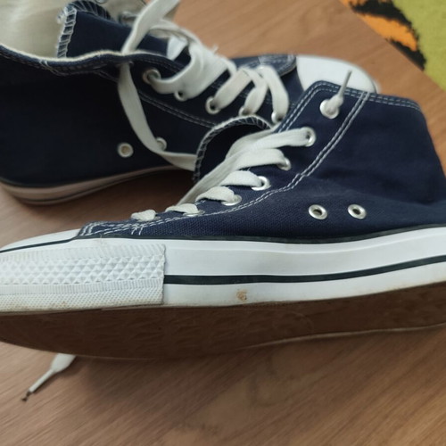 Navy Canvas High Top Shoes used, size 39