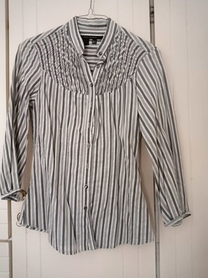 Zara Woman striped shirt, small, white and grey