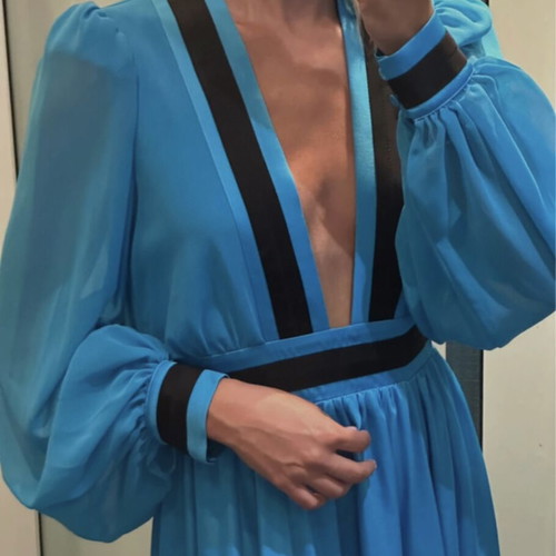 Pinko maxi dress new, blue with black details, size S
