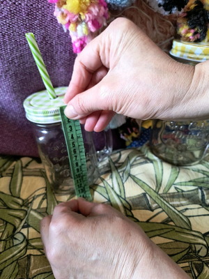 Green mug with basket used