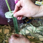 Green mug with basket used