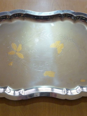 Stainless Steel Tray used with gold details inox 18/10