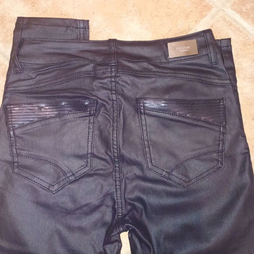 Morgan pants with leather look new, size 36, dark blue