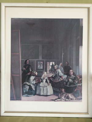 Las Meninas art print used, 43x53 cm, framed with white wooden frame