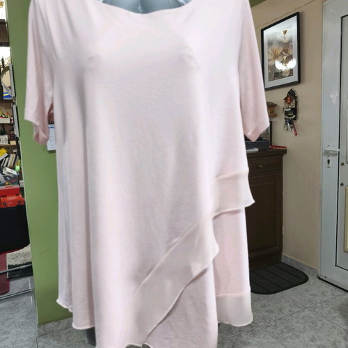 Pink blouse with asymmetric detail like new, sizes L-XL