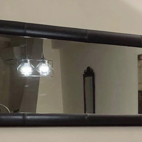 Large modern living room mirror with leather frame