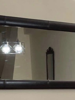 Large modern living room mirror with leather frame