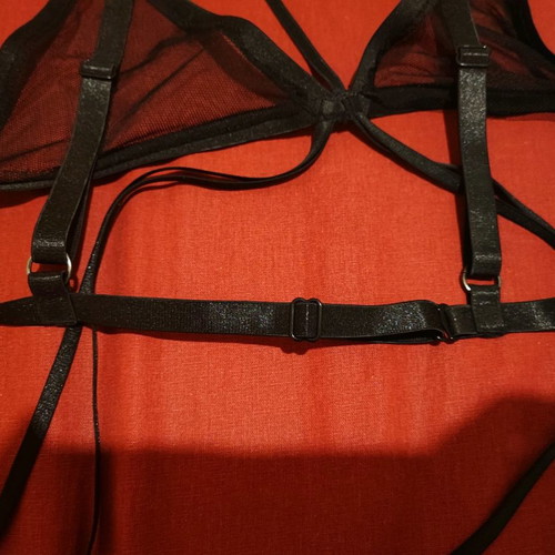 Lingerie set mesh with adjustable size, new, black