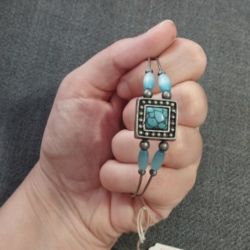 Boho Ethnic metal cuff bracelet with turquoise stones
