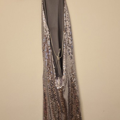 Midi dress backless with sequins silver size XS like new