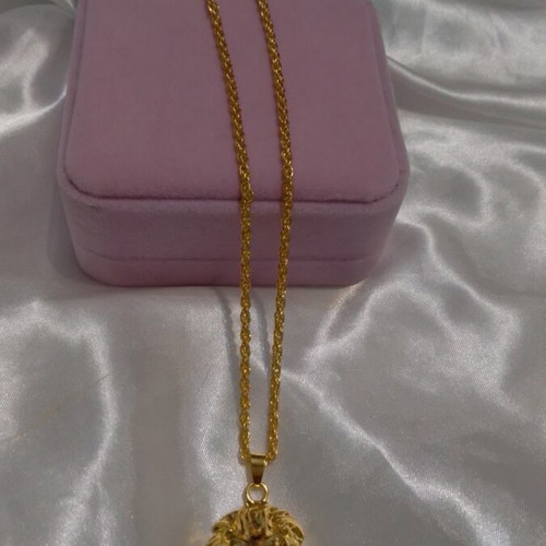 Lion Necklace Gold Plated Stainless Steel New