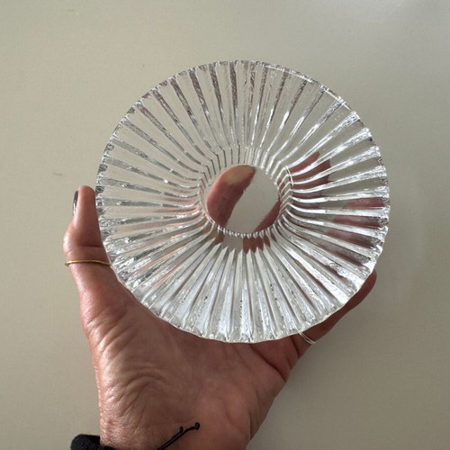 Crystal candle holder like new, 13 cm diameter