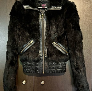 Mango Jacket Rabbit Hair and Pork Leather