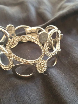 Natasha cuff bracelet new silver-colored with crystals